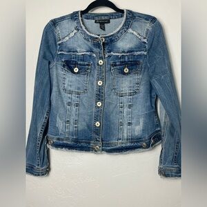 INC International Concepts Light Blue Jean Jacket. Women’s petite medium